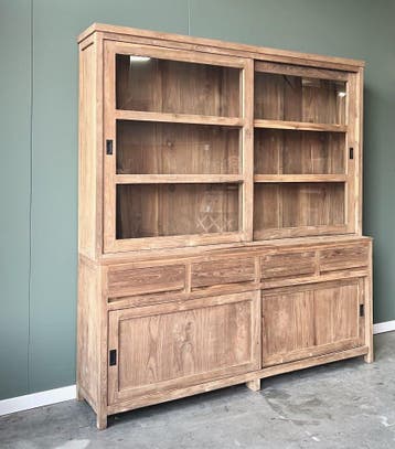 Moderne teak kast met schuifdeur Groningen -  220 cm, Ophalen of Verzenden, Nieuw