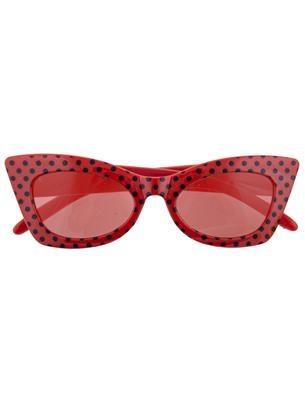 Rock n Roll Bril Rood/Zwart Stippen, Kleding | Dames, Carnavalskleding en Feestkleding, Ophalen of Verzenden, Nieuw
