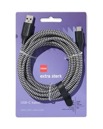 HEMA Laadkabel USB naar USB-C 3m, Computers en Software, Overige Computers en Software, Verzenden, Nieuw
