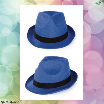 Gleufhoedje blauw met zwarte band, Verzenden, Nieuw