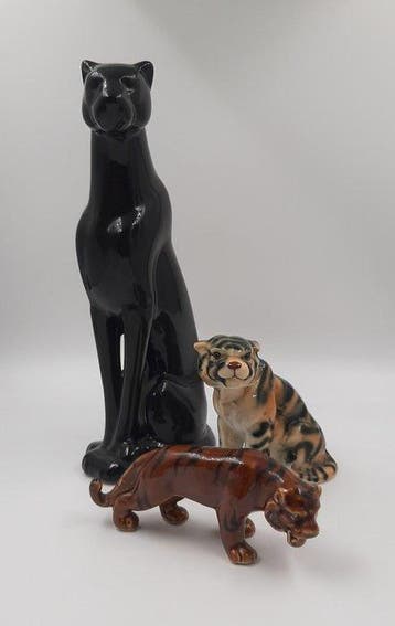 Tre felini Art Déco - Figuur (3) - Porselein