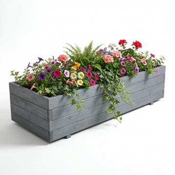 IvoQ Houten Plantenbak Grijs - FSC Hout - 120x40x32 cm, Verzenden, Nieuw