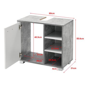 Wastafelonderkast badkamermeubel 55,6x60x31 cm beton wit, Huis en Inrichting, Badkamer | Badkamermeubels, Verzenden, Nieuw