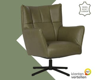 Leren draaifauteuil Lovely - Granada Moss (olijf/groen), Nieuw, Ophalen of Verzenden, 75 tot 100 cm, Eigentijds, Modern, Retro, Vintage
