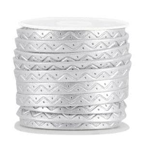 Rol 5 meter gestikt imitatie Leer 5x4mm zilver (kies voor..., Ophalen of Verzenden, Nieuw, Draad