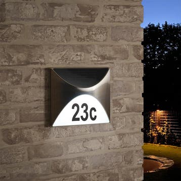 Solar Huisnummer lamp buiten #39;Tau' - Inclusief nummers, Zonne-energie, Verzenden, Minder dan 50 watt, Wandlamp