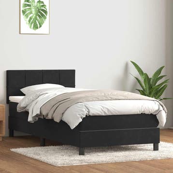 vidaXL Boxspring met matras fluweel zwart 90x210 cm, Verzenden, Nieuw, Zwart, Stof