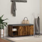 vidaXL Halbank met kussen met plank Gerookte Eik 100 x 38 x, Verzenden, Nieuw