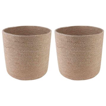 vidaXL Plantenpot Set 2 st Naturel Ø 28 x 28 cm 100% Tossa, Verzenden, Nieuw, Minder dan 30 cm