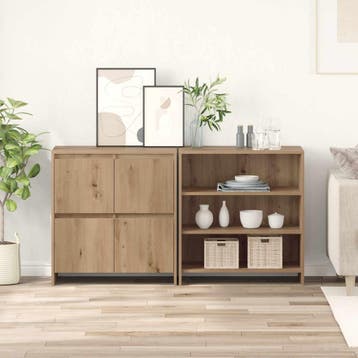 vidaXL Dressoir 2 st Artisan Eiken 70 x 41 x 75 cm Bewerkt, Huis en Inrichting, Kasten | Dressoirs, Verzenden, Nieuw, Overige houtsoorten