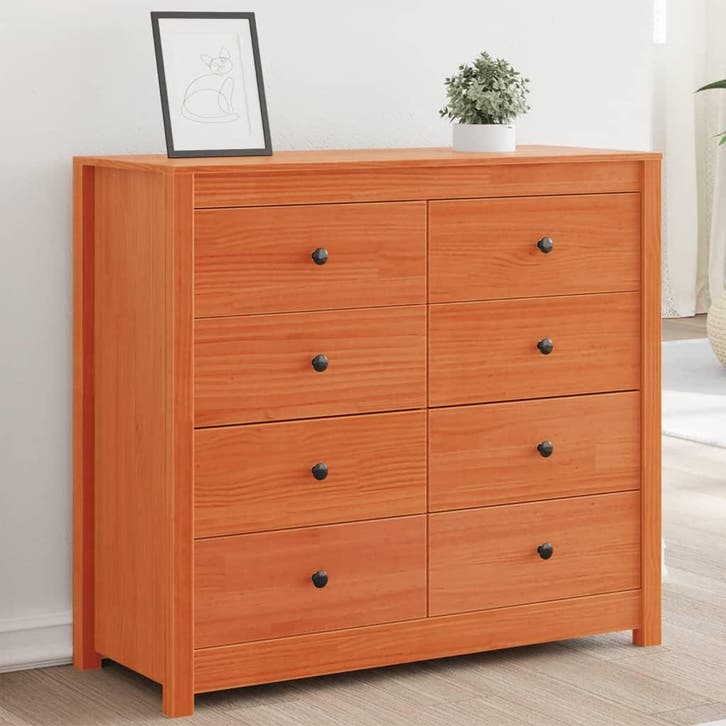 vidaXL Dressoir 100x40x90 cm massief grenenhout wasbruin, Huis en Inrichting, Kasten | Dressoirs, 25 tot 50 cm, Nieuw, 100 tot 150 cm