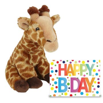 Giraffe knuffel 23 cm - pluche - met XL verjaardagskaart, Verzenden, Nieuw