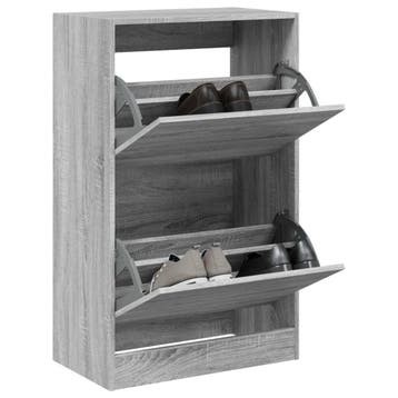 vidaXL Schoenenkast 60x34x96,5 cm bewerkt hout grijs sonoma, Huis en Inrichting, Verzenden, Nieuw