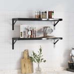 vidaXL Wandschappen 2 st 75x23,5 cm roestvrijstaal zwart, Verzenden, Nieuw