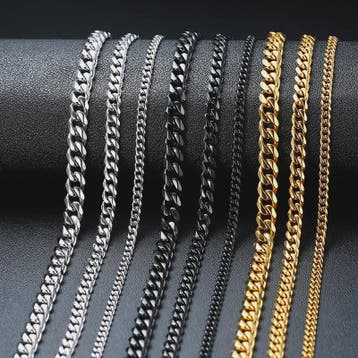 Vnox Gouden Kubaanse Ketting - Roestvrij Staal Unisex Halske, Verzenden, Nieuw