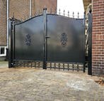 Inrijpoorten, sierhekwerk, schuifpoorten, lamellen hekwerk, Nieuw, IJzer, Sierhekwerk, Met poort
