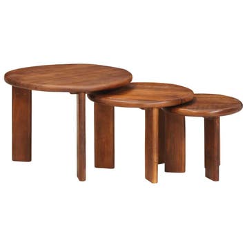 vidaXL Nest Koffietafels 3 st Honingbruin Ø 54 x 40 cm, Verzenden, Nieuw, Overige houtsoorten, 50 tot 100 cm