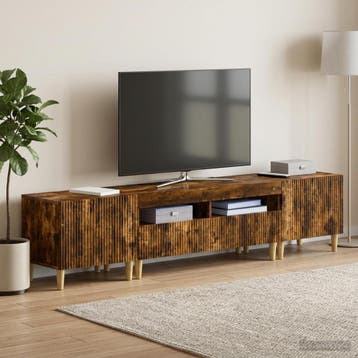 vidaXL 3-delige LED TV-kast ARNHEM 3 st Gerookt eiken, Minder dan 50 cm, Verzenden, Nieuw, Minder dan 100 cm