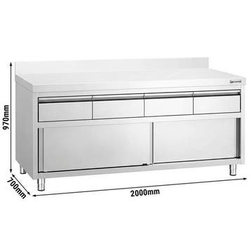 GGM Gastro | RVS Werkkast PREMIUM - 2000 x 700 mm - met 4 |, Zakelijke goederen, Verzenden, Nieuw in verpakking, Meubilair