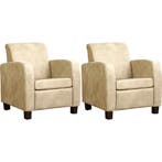 Set van 2 Leren fauteuils Joy - Kenia Taupe (taupe/bruin) -, Huis en Inrichting, Fauteuils, Nieuw, Ophalen of Verzenden, 50 tot 75 cm