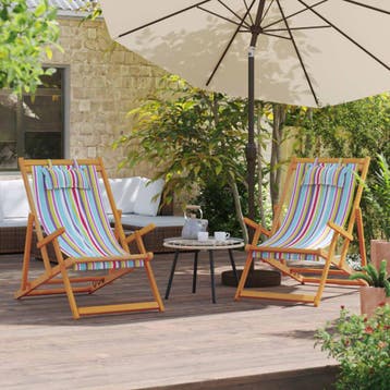 vidaXL Opklapbare stoelen, 2 stuks, meerkleurige stof, Tuin en Terras, Tuinstoelen, Verzenden, Nieuw