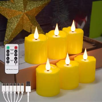 Set van 6 Oplaadbare LED Kaarsen – Afstandsbedieningen Timer, Huis en Inrichting, Woonaccessoires | Kandelaars en Kaarsen, Verzenden