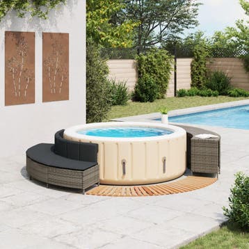 vidaXL Hottub-ombouw poly rattan massief acaciahout grijs, Verzenden, Nieuw