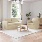 vidaXL Bankstel 2 pcs Crèmekleurig 156 x 82 x 85 cm Stof, Huis en Inrichting, Banken | Bankstellen, Verzenden, Nieuw, Stof, Minder dan 150 cm