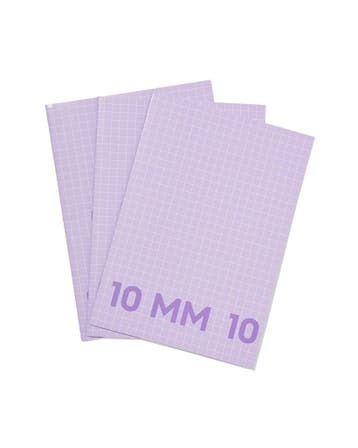 HEMA Schriften lila A4 geruit 10mm - 3 stuks, Verzenden, Nieuw