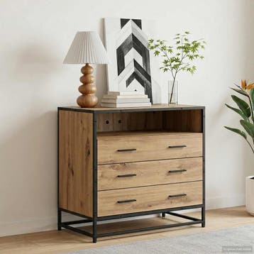 vidaXL Ladenkast 3-Lade Artisanaal eiken 70 x 41 x 70 cm, Kinderen en Baby's, Kinderkamer | Commodes en Kasten, Verzenden, Nieuw