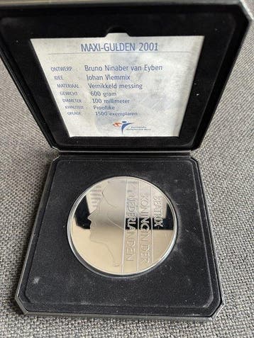 Nederland. Maxi-Gulden 2001 Prooflike 600 gram in cassette, Postzegels en Munten, Munten | Nederland