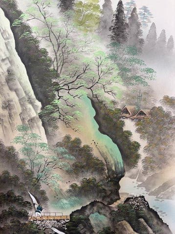 Suzuki Shuzan – Japans berglandschap met waterval en