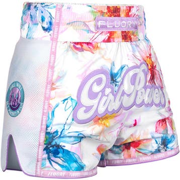 Fluory Muay Thai Kickboxing Shorts Girl Power Wit Lila, Ophalen of Verzenden, Nieuw