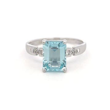 Ring Platina - 1.93ct. tw. Aquamarijn - Diamant, Sieraden, Tassen en Uiterlijk, Nieuw