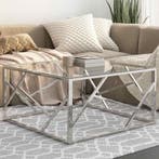 vidaXL Salontafel roestvrijstaal en gehard glas, Verzenden, Nieuw, 50 tot 100 cm, Metaal