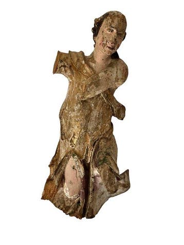 sculptuur, Baroque angel sculpture – 18th century - 43 cm -