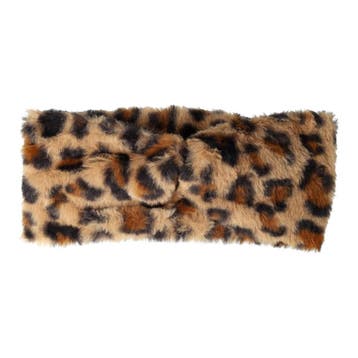 Haarband Twist 12cm – Panter Print – Teddy Imitatiebont Stof, Nieuw