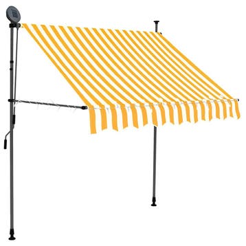 vidaXL Luifel handmatig uitschuifbaar met LED 150 cm wit en, Verzenden, Nieuw