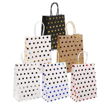 Fako Bijoux - 12 Papieren Uitdeeltasjes Stippen - 15x8x21cm, Verzenden, Nieuw