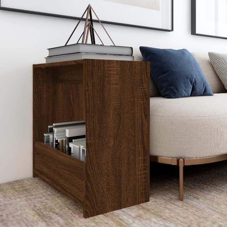 vidaXL Bijzettafel 50x26x50 cm bewerkt hout bruin eikenkleur, Huis en Inrichting, Tafels | Bijzettafels, Nieuw, 45 tot 60 cm, Verzenden