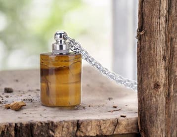 Gedenk hanger mini urn van edelsteen Tijger oog met RVS k..., Ophalen of Verzenden, Nieuw, Kraal