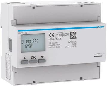 Hager Elektriciteitsmeter - ECP310D, Doe-het-zelf en Verbouw, Elektra en Kabels, Verzenden, Nieuw, Overige typen