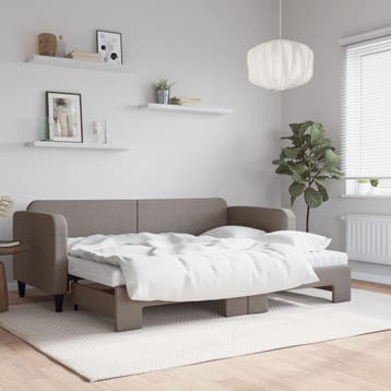 vidaXL Slaapbank met onderschuifbed en matrassen 80x200 cm, Eenpersoons, Verzenden, Nieuw, 80 cm