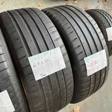 2 x Michelin Pilot Sport 4S 245-40-21 Zomerbanden 5mm, Band(en), Personenwagen, Zomerbanden, Gebruikt