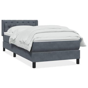 vidaXL Boxspring met matras fluweel donkergrijs 80x220 cm, Eenpersoons, Verzenden, Nieuw, Stof