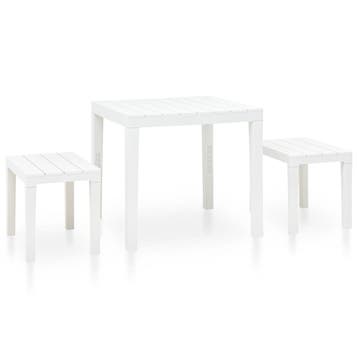 vidaXL Tuintafel met 2 banken kunststof wit, Verzenden, Nieuw, Textileen, 3 zitplaatsen
