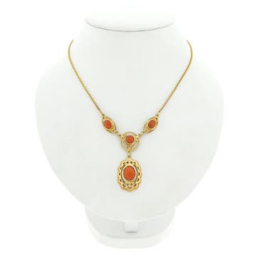 Antiek gouden Venetiaanse schakelketting met vaste hanger..., Gebruikt, Ophalen of Verzenden, Met edelsteen, Goud