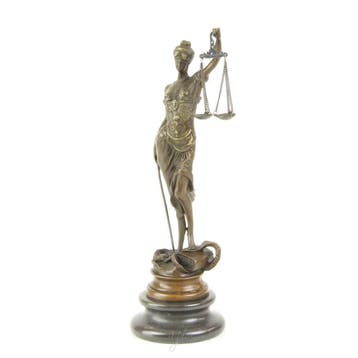 EEN BRONZEN BEELD VAN VROUWE JUSTITIA (Beeldjes - Decoratie), Verzenden, Nieuw