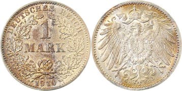 Duitsland 1 Mark 1910 G f prfr/f prfr/prfr leichte beginn..., Verzenden