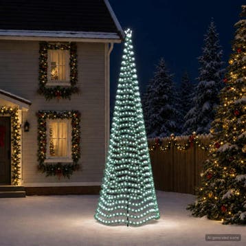 vidaXL Led-kerstboom met tinsel en grondpen EKENAS 500 cm, Diversen, Verzenden, Nieuw